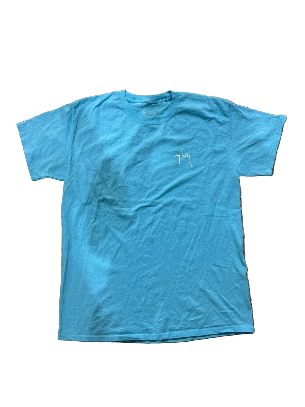 Guy Harvey Tee Blue Crew Neck Short Sleeve Graphic Print - Large