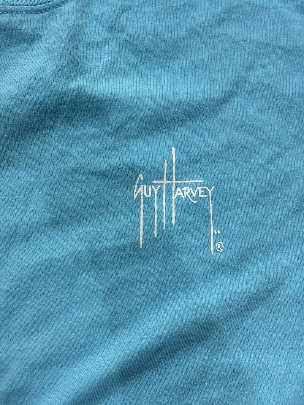 Guy Harvey Tee Blue Crew Neck Short Sleeve Graphic Print - Large
