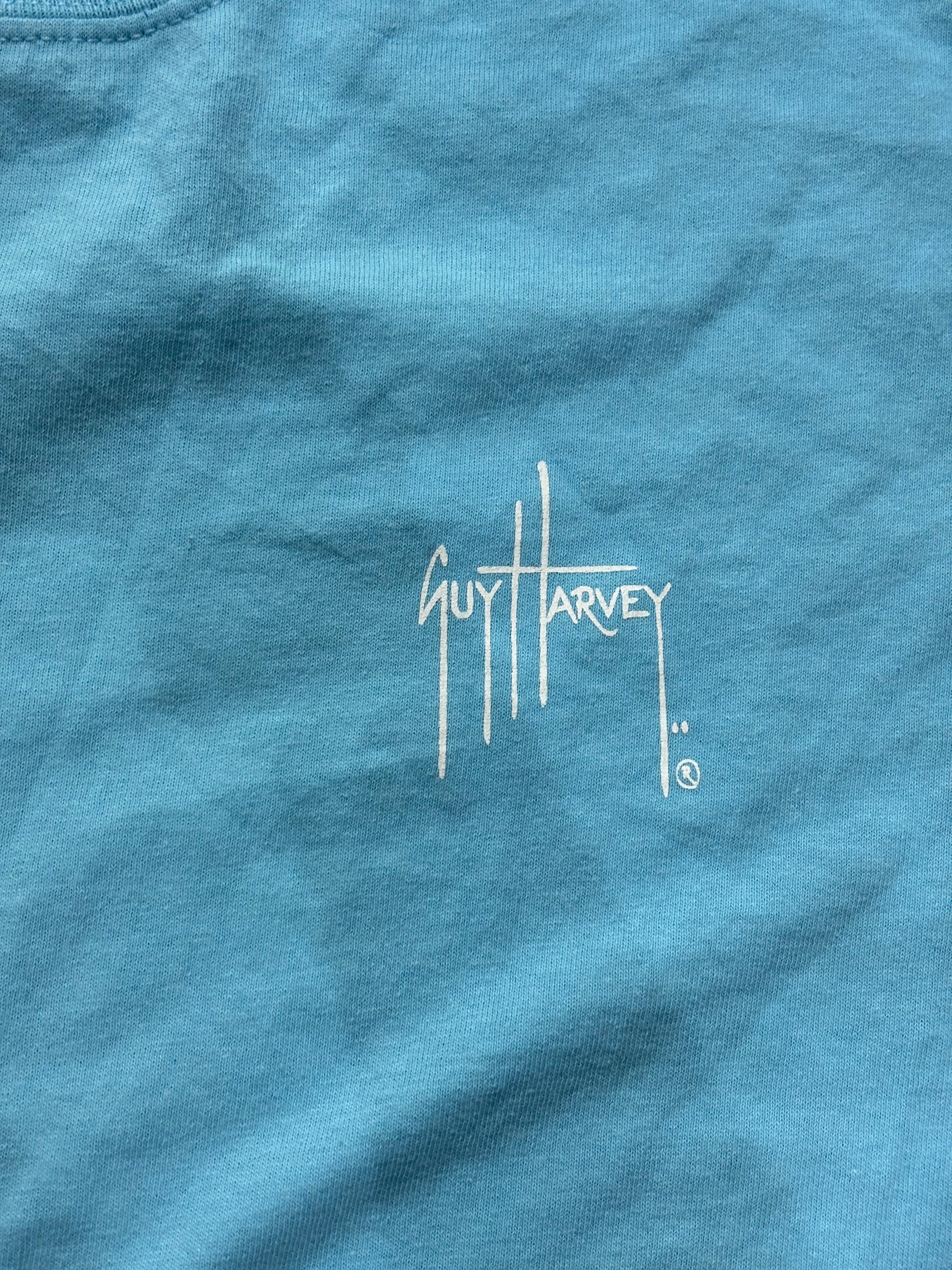 Guy Harvey Tee Blue Crew Neck Short Sleeve Graphic Print - Large