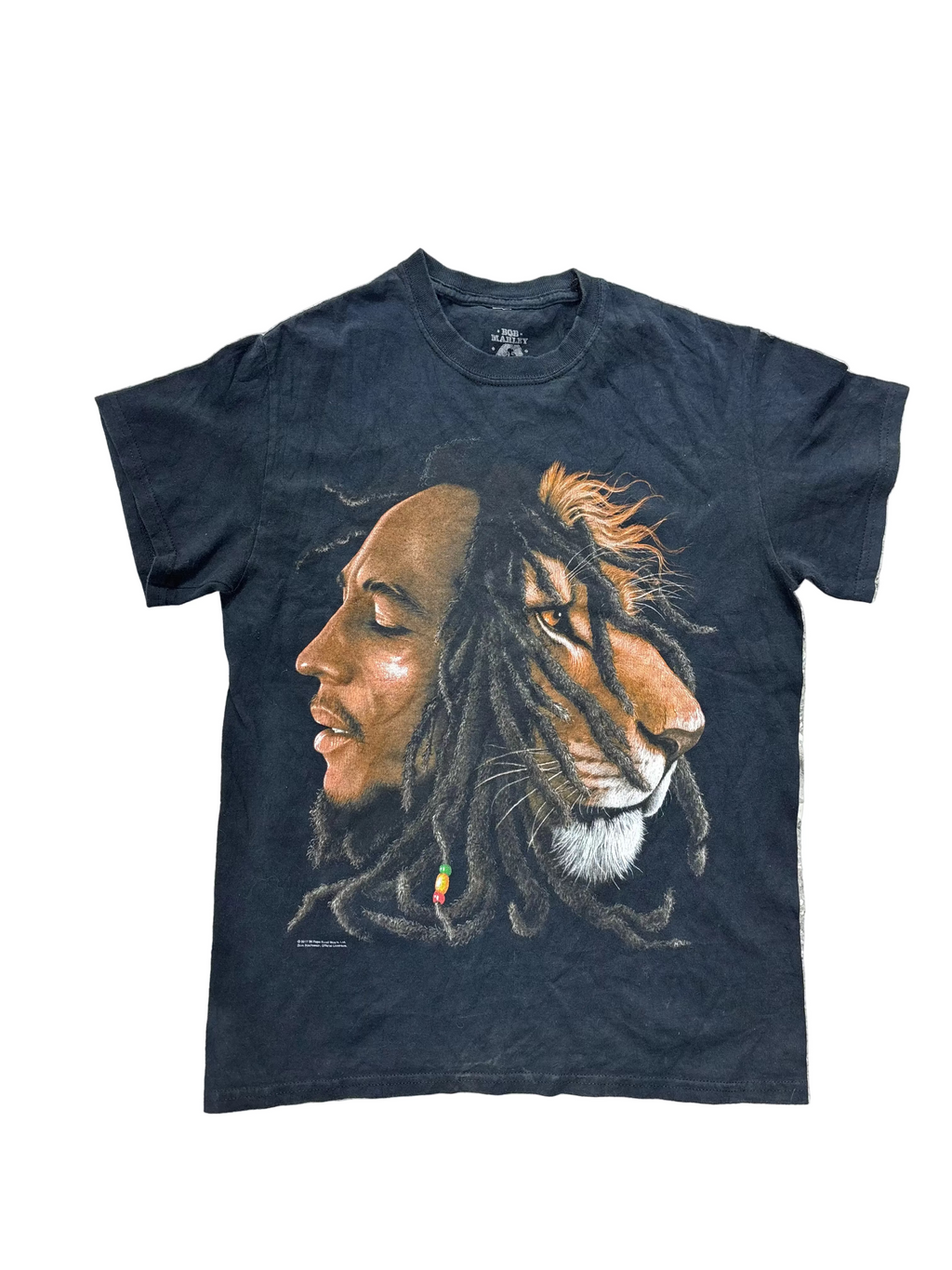 Bob Marley Shirt Adult Black Rasta Reggae Lion Music Tee Wailers Zion Men - Small