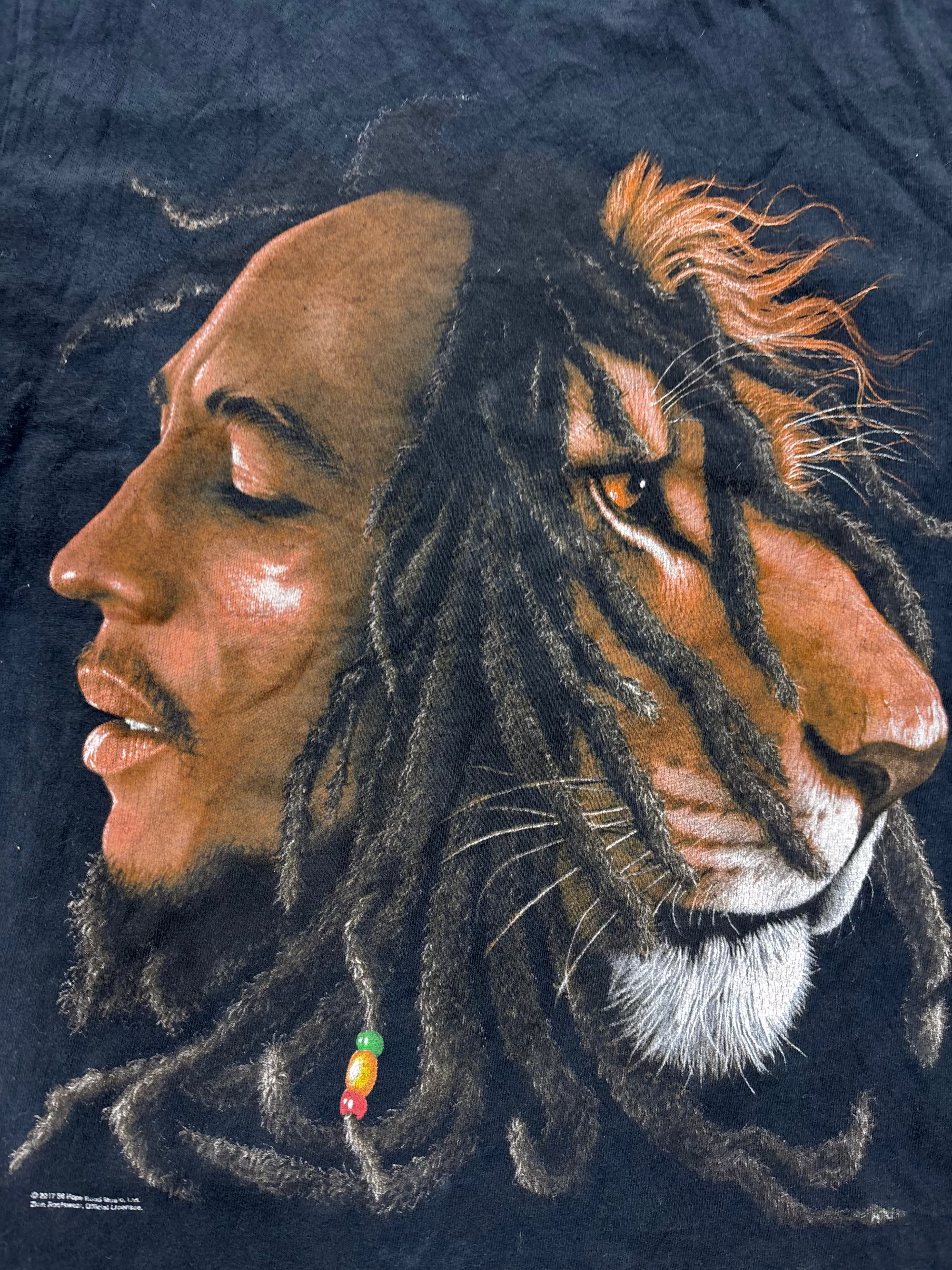Bob Marley Shirt Adult Black Rasta Reggae Lion Music Tee Wailers Zion Men - Small