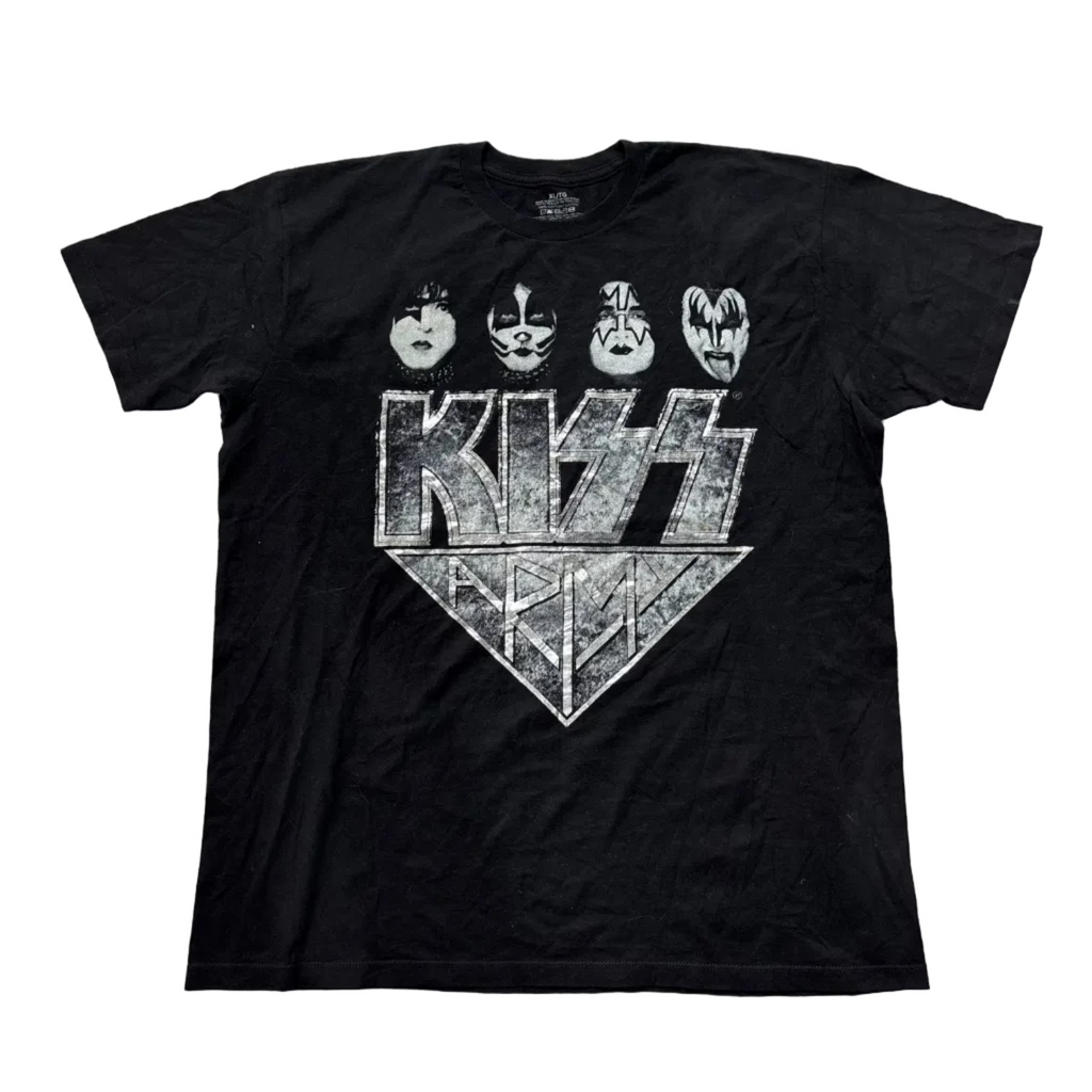 KISS Mens Faces with Silver Letters - XL on label can be L