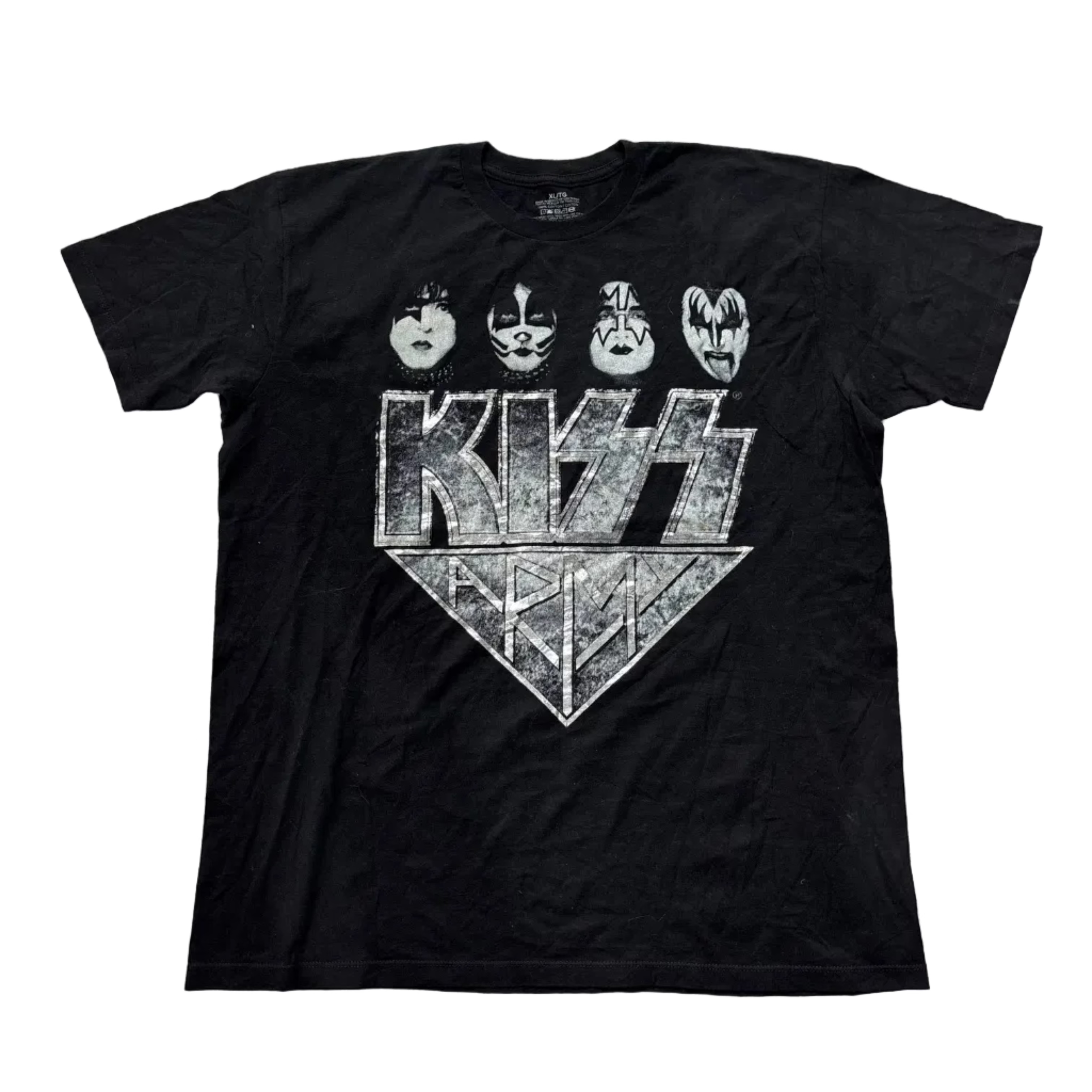 KISS Mens Faces with Silver Letters - XL on label can be L